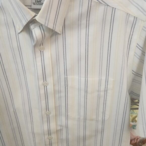 LL Bean Wide Stripe Button Up Casual Classic Shirt One Packet Men's Size 15.5 R - Picture 3 of 4